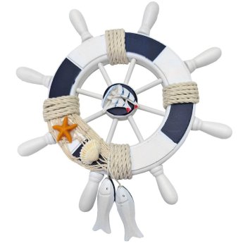 12-2016 Τιμόνι με Ψάρια Ξύλινο o22cm