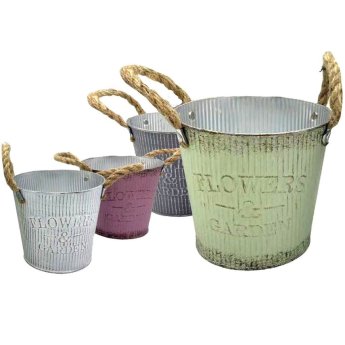 22-3064 Γλαστράκι-Κασπώ Μεταλλικό Flower ΚΑΙ Garden o18x17cm