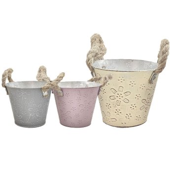 22-3066 Γλαστράκι-Κασπώ Μεταλλικό Λουλουδάτο o16x14cm