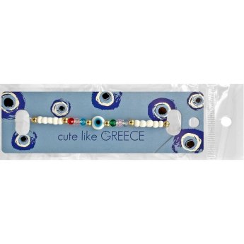 20-1406 Βραχιόλι Λευκό με Ματάκι