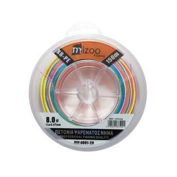 1375-04 MIZOO FISHING ΝΗΜΑ ΨΑΡΕΜΑΤΟΣ ΠΟΛΥΧΡΩΜΟ X8-PE 150M 8.0- O.47MM
