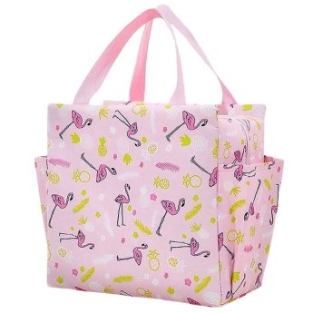 50-3582 Ισοθερμικό Τσαντάκι Φαγητού Φλαμίνγκο. Με Πλαϊνή Τσέπη για Μπουκάλι 25x23x12cm