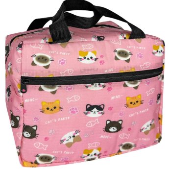 50-3581 Ισοθερμικό Τσαντάκι Φαγητού Γάτες. Με 2 Θήκες 22x19x12cm