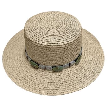 42-3332 Καπέλο Ψαθόχαρτο Αυστηρές Γωνίες. Πετράδια o34cm