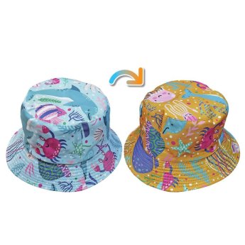 42-3136 Καπέλο Κώνος Παιδικό Διπλής Όψης Ψαράκια