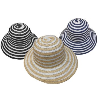 42-2549 Καπέλο Γυναικείο Ψαθόχαρτο με Ρίγες o37cm