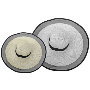 42-2726 Καπέλο Γυναικείο Ψαθόχαρτο Κορδέλα και Τούλι o50cm