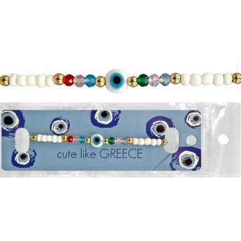 20-1406 Βραχιόλι Λευκό με Ματάκι