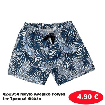 42-2954 Μαγιό Ανδρικό Polyester Τροπικά Φύλλα