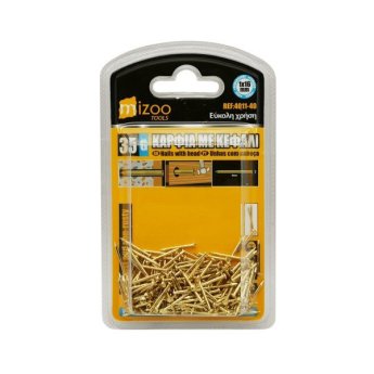 4011-40 MIZOO ΚΑΡΦΙΑ ΜΕ ΚΕΦΑΛΙ ΧΡΥΣΑ 35G 1X16MM