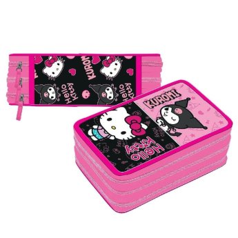 50-3713 Κασετίνα Γεμάτη Τριπλή Hello Kitty με Kuromi 19.5x12.5x6cm