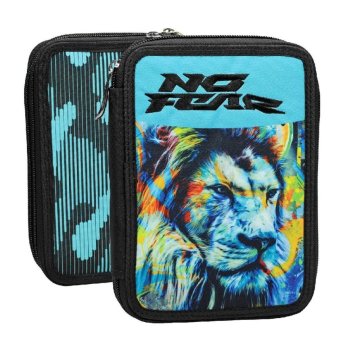 50-3674 Κασετίνα Διπλή Γεμάτη No Fear Fluo Lion 20x14x-