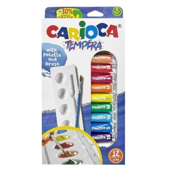 60-778 Σετ 12 Τέμπερες Παλέτα ΚΑΙ Πινέλο Carioca 12x10ml