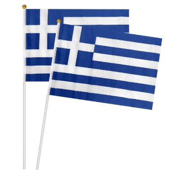 96-12 Σημαία Ελληνική Πάνινη με Λαβή 32x45cm -λαβή-60cm-