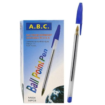 60-15 Στυλό Κλασσικό Διάφανο Ballpoint Μπλε 1mm