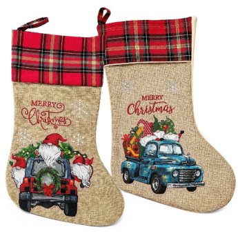 93-4278 Μπότα Xmas Λινάτσα με Καρό KAI Σχέδιο 47x26cm