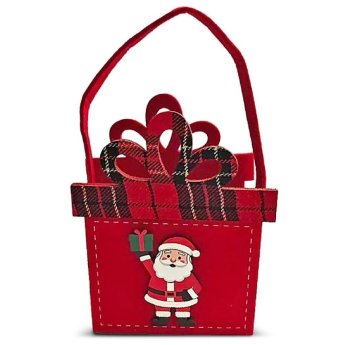93-4239 Τσόχινο Καλάθι Xmas με Ξύλινα Decor 20x12x7cm