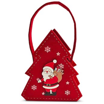 93-4240 Τσόχινο Καλάθι Xmas με Ξύλινα Decor 20x12x7cm