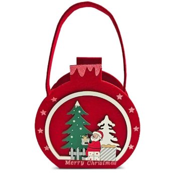93-4242 Τσόχινο Καλάθι Xmas με Ξύλινα Decor 20x12x7cm