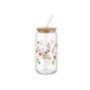93-4264 Ποτήρι Γυαλί Borosilicate Xmas με Καπάκι. Καλαμάκι 15x6cm 550ml