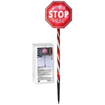 93-4068 Πινακίδα Santa Stop Here με φως 70x16x1.5cm