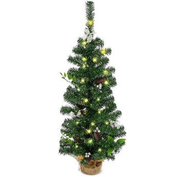 93-4063 Δέντρο με Ασημί Στολίδια και 40 LED. με Βάση Γιούτα 90cm