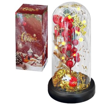 93-3951 Γυάλα με Φως. Κλαδί Γκι. Άγιο Βασίλη 22x11cm