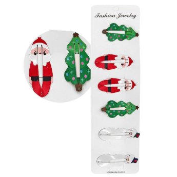93-3777 Κλιπ Μαλλιών Xmas σετ-6 τεμ 5cm