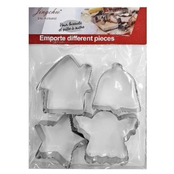 93-3798 Κουπ πατ Μεταλλικά σετ-4 Φιγούρες Xmas 19x14cm -φιγούρα -6-7cm-