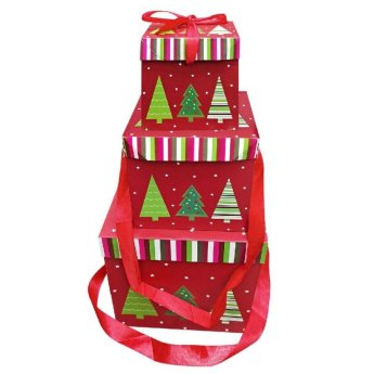 93-3735 Κουτιά Χάρτινα Merry Chrismas σετ-3 τεμ 10x10x10cm 15x15x15cm 20x20x20cm