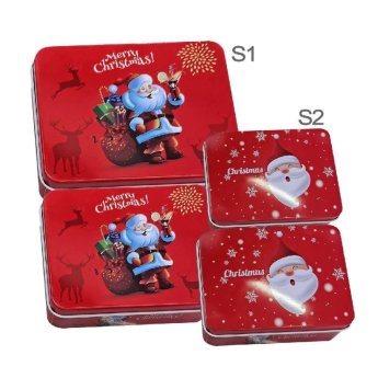 93-3664 Κουτιά Μεταλλικά Xmas σετ-2 τεμ Ορθογώνια 14x10x4cm KAI 12x9x3.5cm