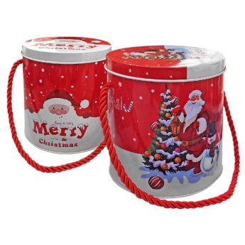 93-3665 Κουτί Μεταλλικό Κυλινδρικό με Κορδόνι Xmas 11x11cm
