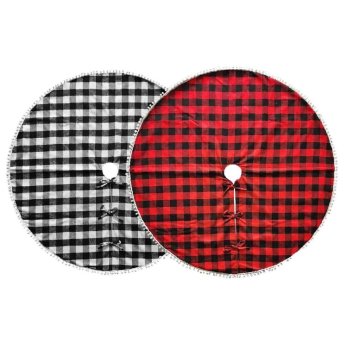 93-3600 Ποδιά Δέντρου Καρώ με Pom-Pom o106cm