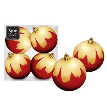 93-3575 Μπάλες Κόκκινες με Χρυσή Βαφή πακ-4τεμ φ10 o10cm