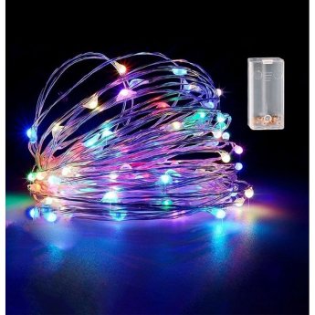 93-3488 100 Λαμπάκια LED Copper Μπαταρίας Πολύχρωμα σε Σειρά με Controller IP20 10.3m