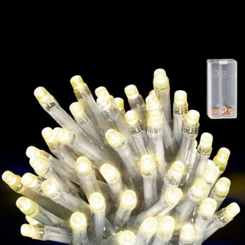 93-3490 50 Λαμπάκια LED Μπαταρίας Λευκό Θερμό σε Σειρά με Controller IP20 5.3m