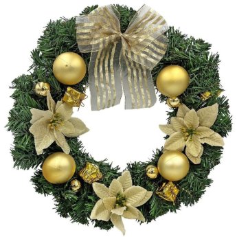 93-3501 Στεφάνι Merry Christmas Στολισμένο Χρυσό o40cm