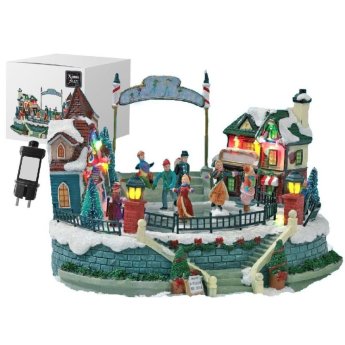 93-3459 Παράσταση Xmas Παγοδρόμιο-Χωριό 26.5x25x18.5cm