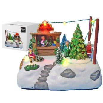 93-3461 Χωριό Xmas με Κιόσκι KAI Δέντρα 18x12x11cm