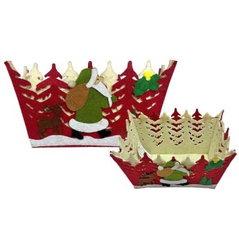 93-2704 Καλάθι Τσόχινο Xmas Χωριό 20x15x11cm