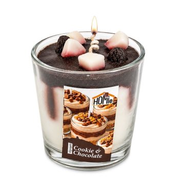 37-494 Κερί Βάζο Σχέδιο Επιδόρπιο με Cookies και Chocolate 180g net 8x o7cm -συνολικό ύψος-8.5cm