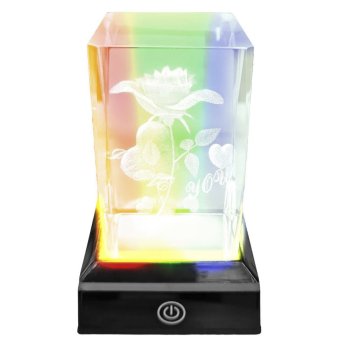 22-3095 Κρύσταλλος Τριαντάφυλλο Love σε Βάση RGB 10.5x6.5x6.5cm