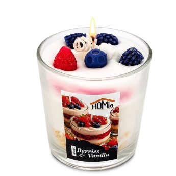 37-492 Κερί Βάζο Σχέδιο Επιδόρπιο με Berries και Βανίλια 180g net 8x o7cm -συνολικό ύψος-8.5cm