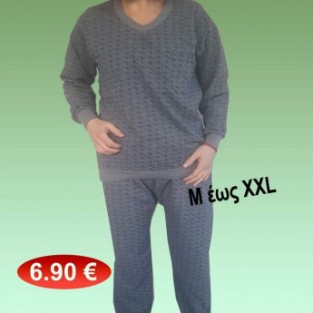 Ανδρικές πιτζάμες ζεστές Μεγέθη Μ-XXL