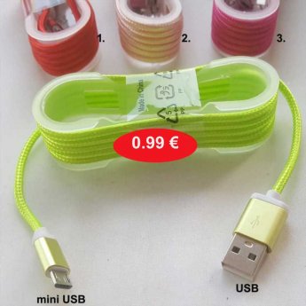 USB καλώδιο σε διάφορα χρώματα